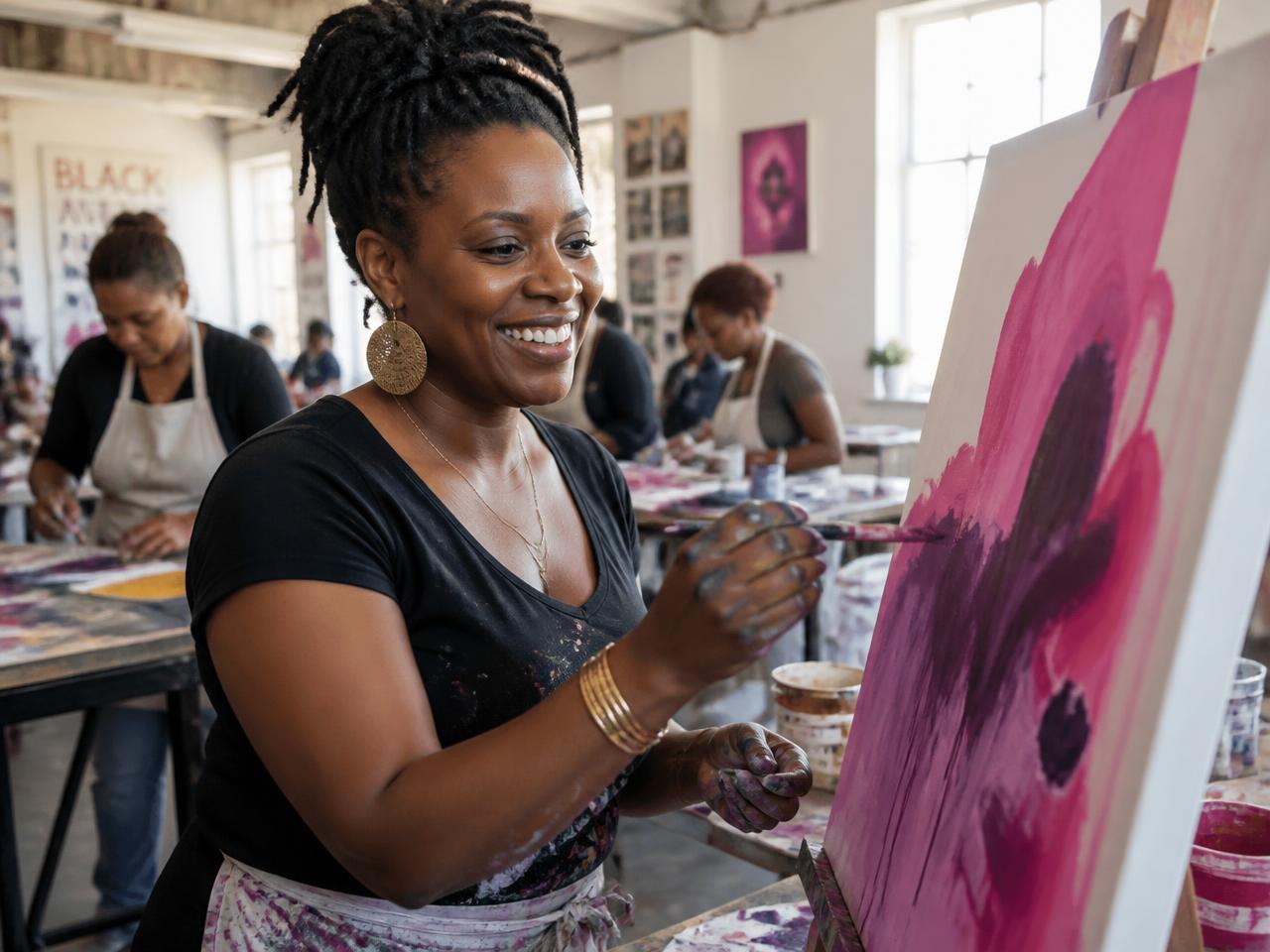 Woman painting during a Healing Through Art workshop